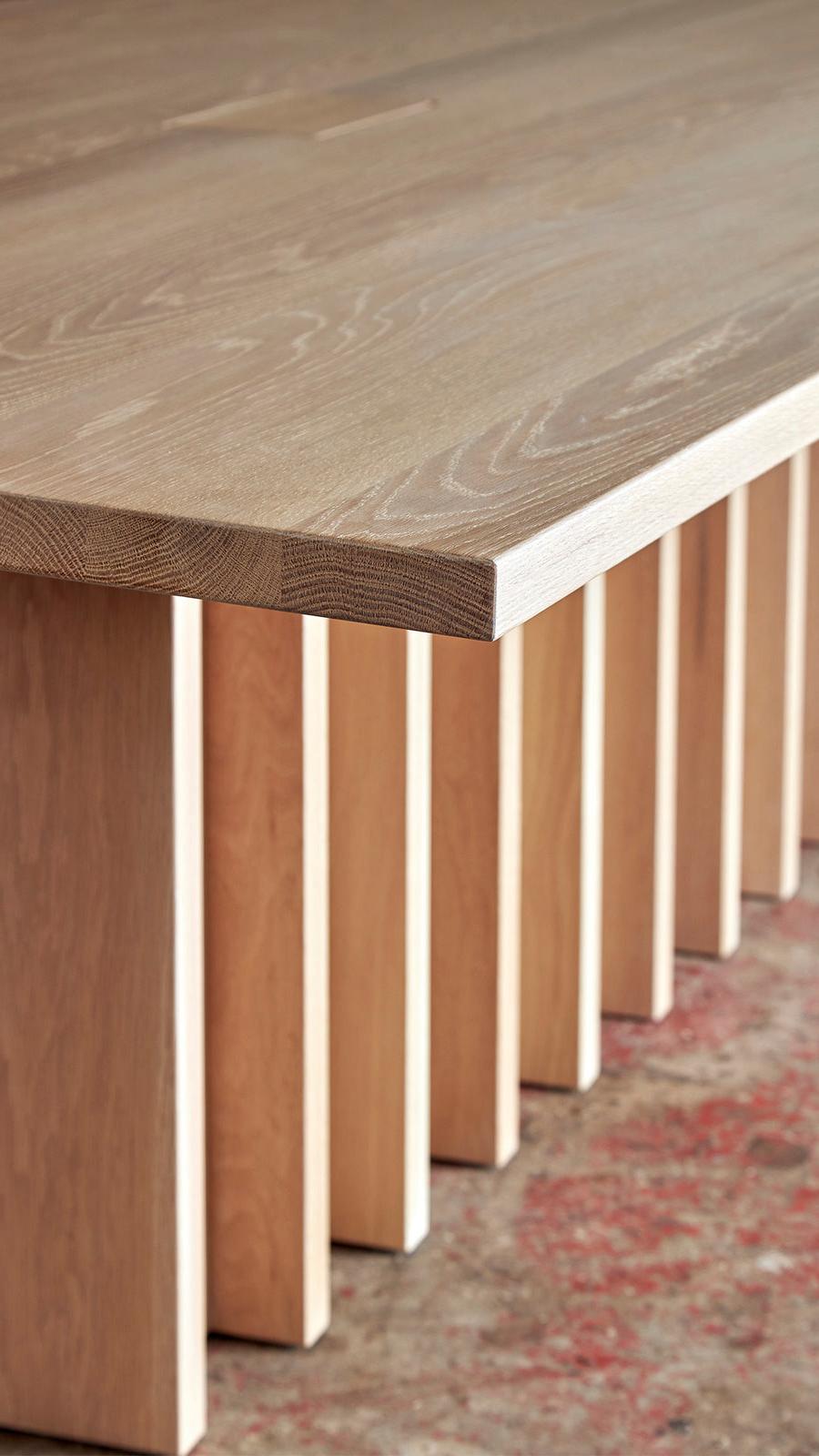 wood conference room table - detail